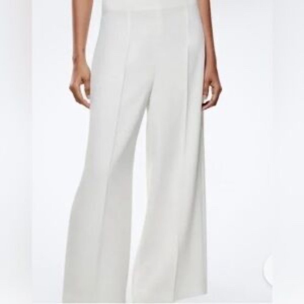 Zara Wide Leg Cropped Cream Colored Pants - Picture 3 of 10